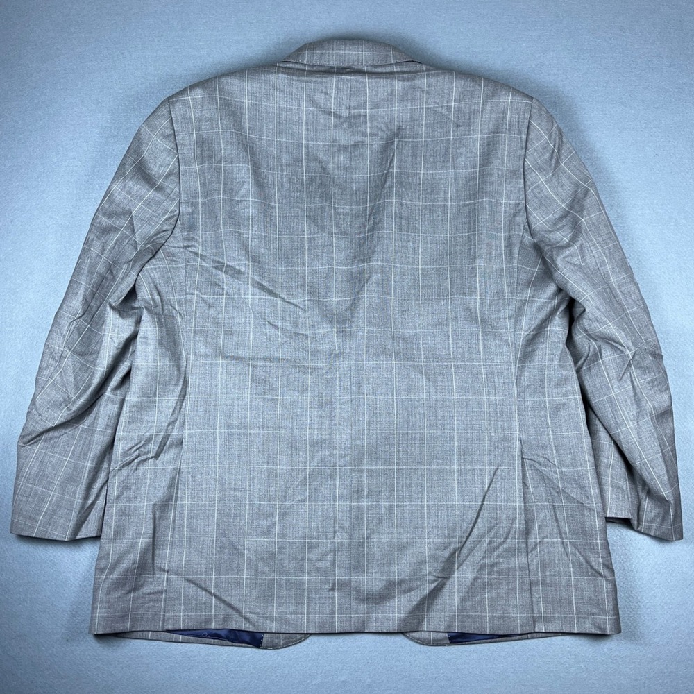 David Donahue Mens 48R Grey Windowpane 100% Wool Sport Coat Made in Canada - Picture 3 of 14